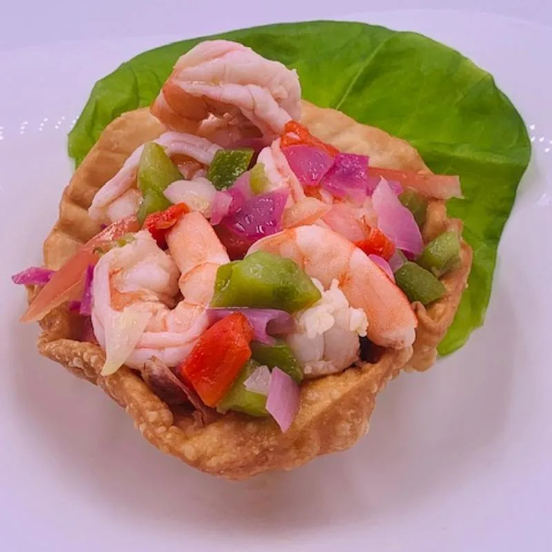 Shrimp ceviche tostada
